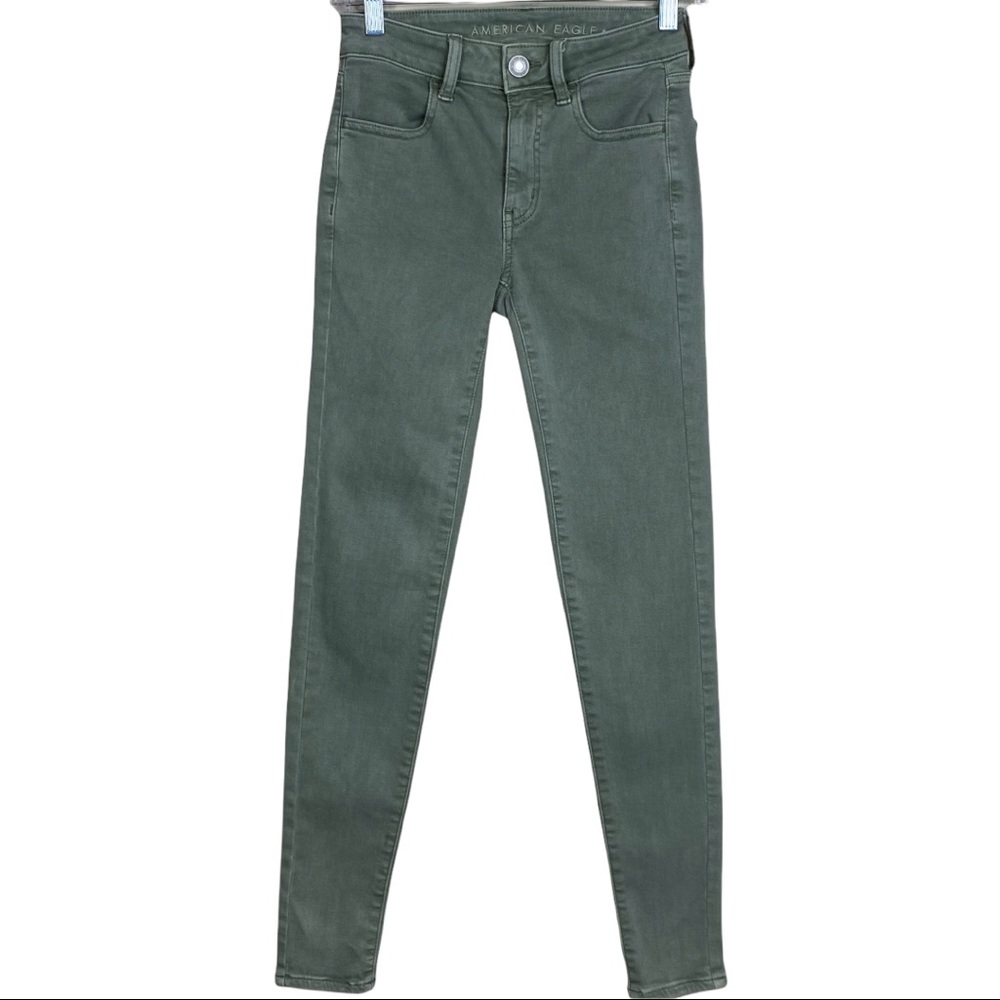 AEO Olive Next Level Stretch Skinny JeansSZ 0